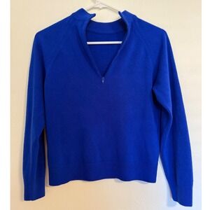 Hampshire Studio Womens Petite Blue 1/4 Zip Long Sleeve Sweater Top